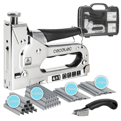 Chiodatrice/graffatrice Cecotec FastTacker 4 in 1 - Accessori inclusi - Valigetta per il trasporto - Colore acciaio