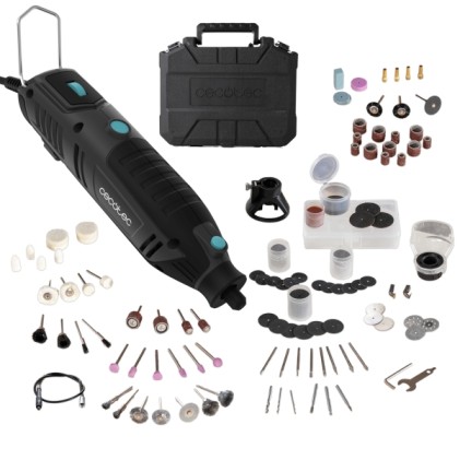 Cecotec Multihand 200 Power Multi-Tool - 200W - 256 accessori - Valigetta - Velocit&agrave; regolabile - Display - Nero