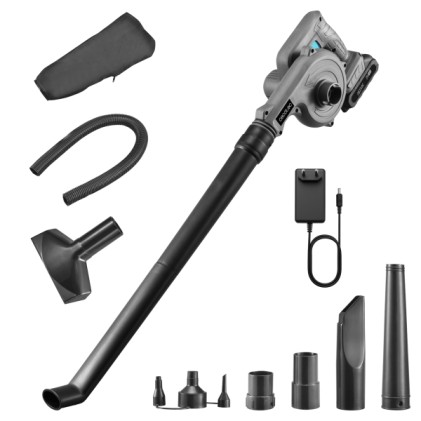 Soffiatore per foglie a batteria Cecotec AirForce 2120 FreeMove - Batteria da 21 V 2 Ah - Accessori inclusi - Multifunzionale - Velocit&agrave; fino a 200 km/h - Grigio