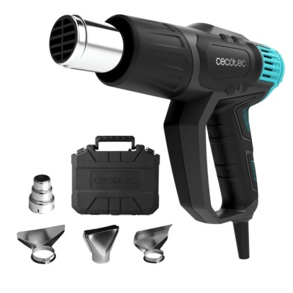 Pistola termica Cecotec Hell Gun 7500 Full Equip - 2000W - Temperatura regolabile da 50&ordm;C a 550&ordm;C - Accessori inclusi - Nera