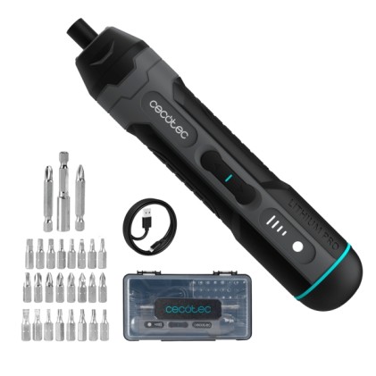 Avvitatore a batteria tascabile Cecotec EasyGyro 3000 - Batteria da 1500 mAh - Luce LED - Accessori inclusi - Diverse impostazioni di coppia - Nero