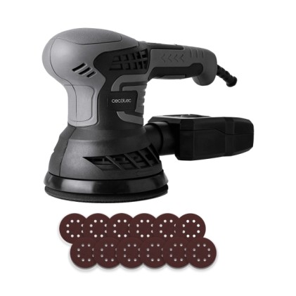 Levigatrice orbitale casuale Cecotec PerfectSurface 350 - 350W - Velocit&agrave; 13.000 giri/min - Include pezzi di ricambio - Cavo da 3 m - Contenitore per la polvere - Grigio scuro
