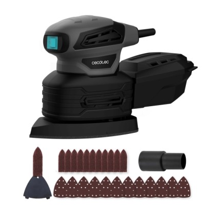 Levigatrice orbitale Cecotec PerfectSurface 180 Delta - 180W - 28.000 vibrazioni al minuto - Cavo da 3 m - Include accessori: connettore per aspirapolvere, contenitore per la polvere - Grigio scuro
