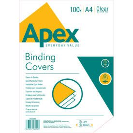 Confezione da 100 copertine per rilegatura in PVC formato A4 Fellowes Apex - 180 micron - Molto resistenti - Trasparenti
