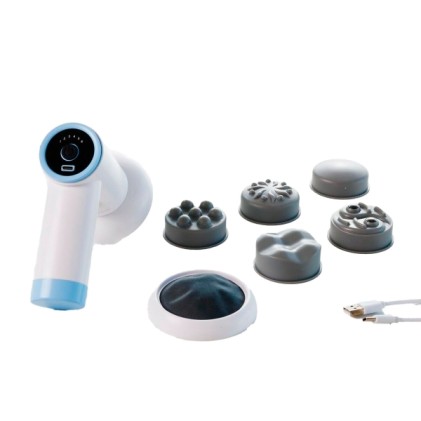 Innovagoods CellyGun Pistola massaggiante anticellulite ricaricabile 6 in 1 - 5 testine intercambiabili - 6 livelli di intensit&agrave; - Vibrazione ad alta frequenza - Cavo USB C