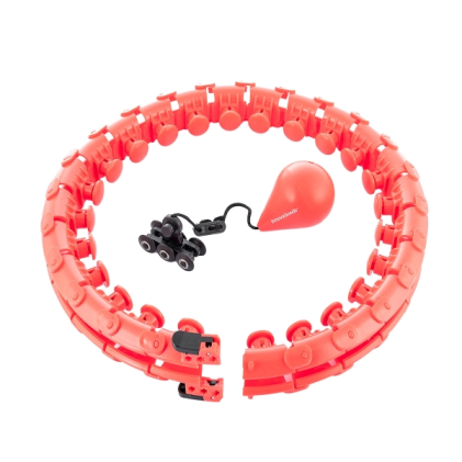 Innovagoods Fittehoop Cerchio Fitness Regolabile Intelligente con Peso - Design Rimovibile - Effetto Massaggio a 360 Gradi - Accessorio Peso - Nero/Rosso