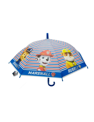 Ombrello Safta Paw Patrol Pups Rule Manual 76 cm - 8 pannelli - Manico e punta in PVC - POE trasparente - Stecche in acciaio da 8 mm - Blu