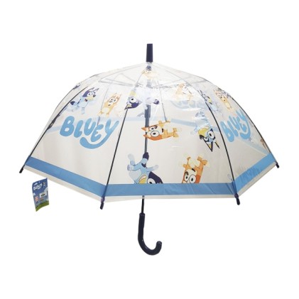 Ombrello manuale Safta Bluey 76 cm - 8 pannelli - Manico e punta in PVC - POE trasparente - Stecche in acciaio da 8 mm - Blu