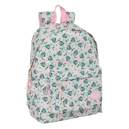 Zaino Safta Minnie Mouse Minty per laptop fino a 14,1" - Tasca frontale - Portaborraccia - Doppia cerniera - Spallacci ergonomici - Maniglia superiore - 310x130x430mm - Rosa pastello