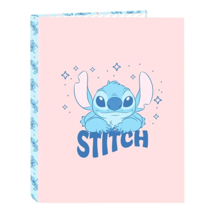 Raccoglitore ad anelli Safta Stitch Ohana da 25 mm - Copertina rigida - Formato folio - Leggero e compatto - 265x40x330 mm - Rosa pastello