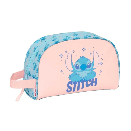 Beauty case Safta Stitch Ohana 5L - Chiusura con cerniera - Maniglia laterale - Compatibile con trolley - Tasca interna - 280x100x180mm - Azzurro