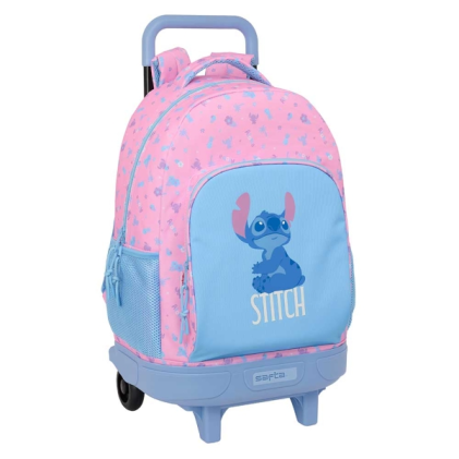 Zaino Safta Stitch Bright con trolley - Rimovibile - Tasca frontale - Portaborraccia - Spallacci imbottiti - Maniglia imbottita - Scomparto per carta d'identit&agrave; - Vassoio in PVC - Base rinforzata - 33L - 330x220x450mm - Rosa