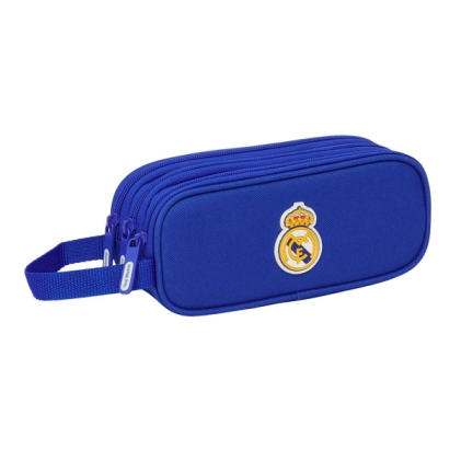Astuccio Safta Real Madrid - 3 scomparti con cerniera - Maniglia laterale - 1,25 l - 210x70x85 mm - Blu