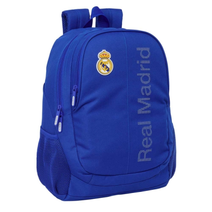 Zaino Safta Real Madrid adattabile a trolley - Portaborraccia - Due ampi scomparti - Doppia cerniera - Spallacci ergonomici - Maniglia superiore - 23L - 320x160x440mm - Blu