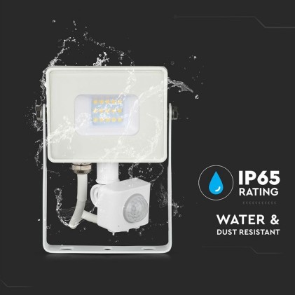 V-TAC PRO Faro LED Chip Samsung 10W con Sensore di Movimento e Crepuscolare e Interruttore Manuale di Bloccaggio Colore Bianco 6400K IP65