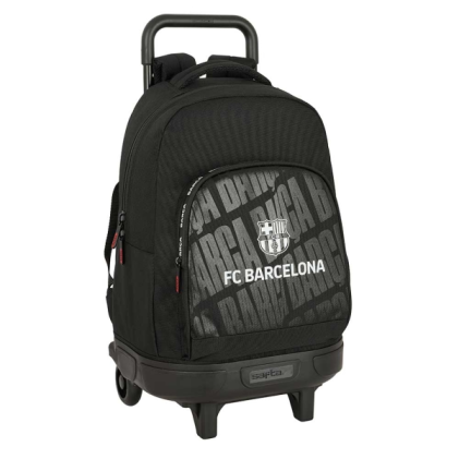 Zaino Safta FC Barcelona con trolley - Rimovibile - Tasca frontale - Portaborraccia - Doppio manico - Spallacci imbottiti - Maniglia imbottita - Scomparto per carta d'identit&agrave; - 33L - 330x220x450mm - Nero