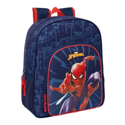 Zaino Safta Spider-Man - Adattabile al trolley - Portaborraccia - Doppia cerniera - Spallacci ergonomici imbottiti - Maniglia superiore - 15 litri - 320x120x380 mm - Blu navy