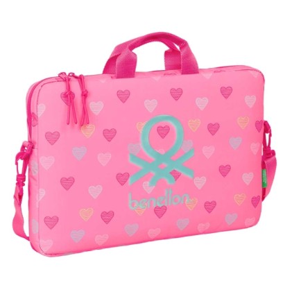 Borsa porta laptop Safta Benetton Heart per laptop fino a 15,6" - Interno imbottito - Tracolla regolabile - Maniglie per il trasporto - Doppia maniglia estraibile - 4 litri - 400x40x270 mm - Rosa