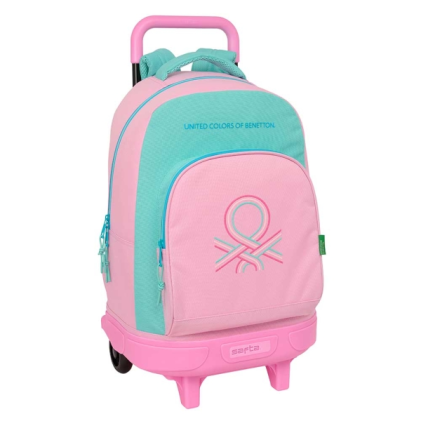Zaino Safta Benetton Dolce con trolley - Rimovibile - Tasca frontale - Portaborraccia - Doppio manico - Spallacci imbottiti - Maniglia imbottita - Scomparto per carta d'identit&agrave; - 330x220x450mm - Rosa pastello