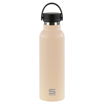 Borraccia termica Safta da 600 ml - Acciaio inossidabile - Base in silicone antiscivolo - Manico superiore - Beige