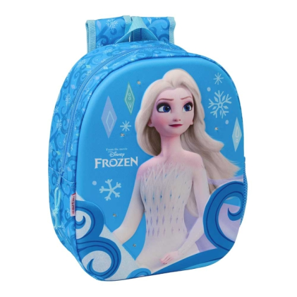 Zaino Safta Frozen 3D - Luci a LED - Portaborraccia - Spallacci imbottiti - Maniglia superiore - 8,64 litri - 270x100x330 mm - Blu