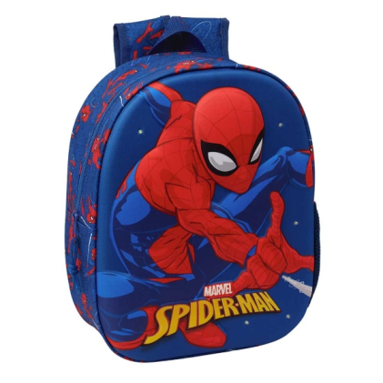 Zaino Safta Spider-Man 3D - Luci a LED - Portaborraccia - Spallacci imbottiti - Maniglia superiore - 8,64 l - 270x100x330 mm - Blu