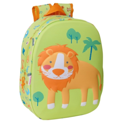 Zaino Safta Leon 3D - Portaborraccia - Spallacci imbottiti - Maniglia superiore - Leggero e resistente - Verde chiaro