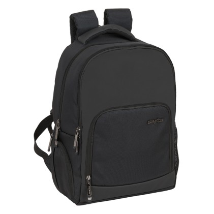 Zaino Safta Business per laptop fino a 14,1" - Interno imbottito - Tasca per tablet - Porta USB - Portaborraccia - Tasca frontale - Doppia cerniera - 18,8 litri - 280x160x420 mm - Nero