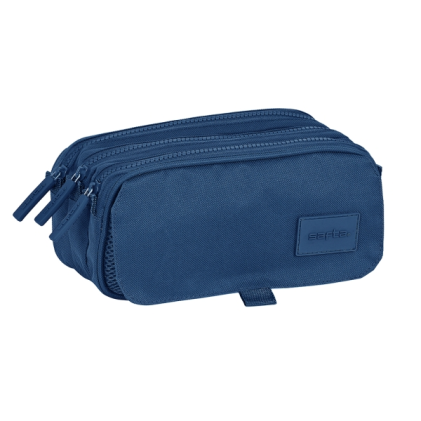 Astuccio Safta Basic - 3 scomparti con cerniera - Tasca frontale - Tracolla regolabile - 1,72 l - 215x80x100 mm - Blu navy