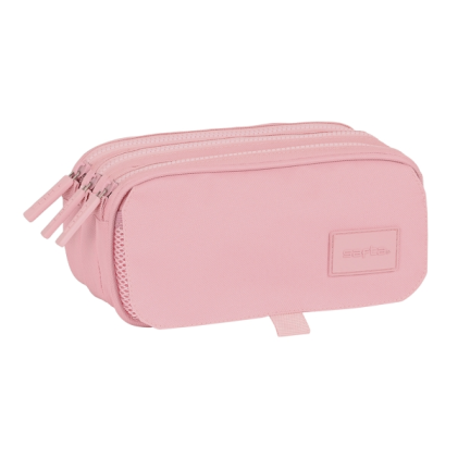Astuccio Safta Basic - 3 scomparti con cerniera - Tasca frontale - Tracolla regolabile - 1,72 l - 215x80x100 mm - Rosa