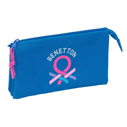 Astuccio Safta Benetton Basics Azulina - 3 scomparti con cerniera - Tasca interna - 0,6 l - 220x30x120 mm - Blu