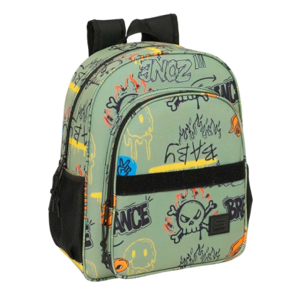 Zaino Safta Graffiti Zone - Compatibile con trolley - Tasche laterali - Doppia cerniera - Spallacci imbottiti - Tasca frontale - Maniglia superiore - 15 litri - 320x120x380 mm - Verde