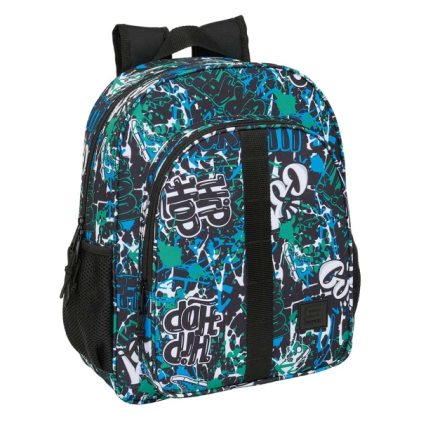 Zaino Safta Graffiti Go - Compatibile con trolley - Tasche laterali - Doppia cerniera - Spallacci imbottiti - Maniglia superiore - Grande capacit&agrave; - 320x120x380 mm - Blu scuro