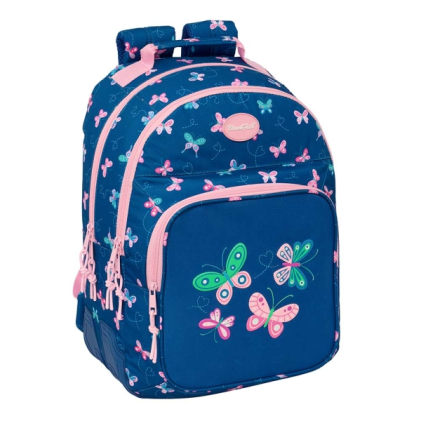 Zaino Safta Blackfit8 Butterflies con 2 scomparti - Anti-sfregamento - Compatibile con trolley - Portaborraccia - Doppia maniglia - Spallacci ergonomici - 20 litri - 320x150x420 mm - Blu navy