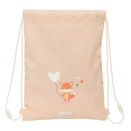 Borsa piatta Safta Flores - Tasca con cerniera - Chiusura con coulisse - 3 litri - 260x10x340 mm - Colore pesca