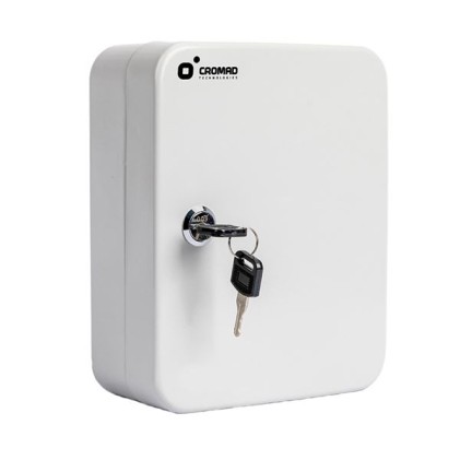 Armadietto di sicurezza per chiavi Cromad CR1227 - Serratura a chiave - 20 ganci in metallo - Facile montaggio a parete - Bianco