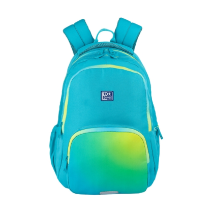 Zaino scolastico Oxford Gradient 25L - 3 scomparti e 11 tasche - Schienale ergonomico traspirante - Spallacci imbottiti e regolabili - Tasca laterale - Colore verde lime elettrico