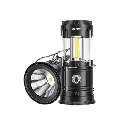 Elbat EB0564 Lanterna da campeggio a LED 2 in 1 280LM - Bianco freddo 6500K - Gancio superiore - Alimentazione a batterie AAA - Nero