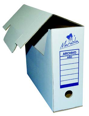 Scatola portadocumenti permanente Mariola, formato folio - Dimensioni: 25,5x10x35,5 cm - Ideale per organizzare documenti - Bianco e blu