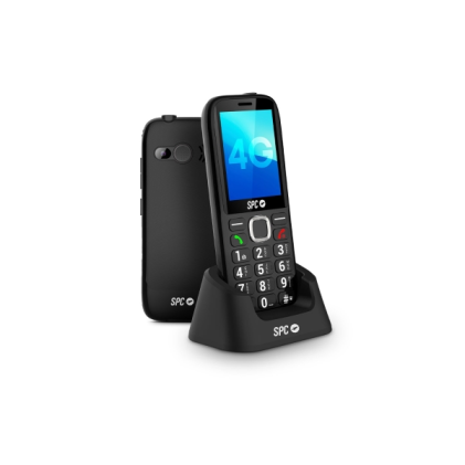 Telefono cellulare SPC Fortune 2 Max 4G per anziani - Schermo XL da 2,4" - Tasti grandi - Suoneria extra forte da 104 dB - Assistenza intelligente - Pulsante SOS e pulsante ICE - Base di ricarica inclusa - Radio FM - Fotocamera - Durata della batteria di 7 giorni - Nero