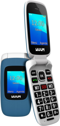 Telefono cellulare a conchiglia SPC Wuum - Doppio schermo 2,4" + 1,77" - Tasti e pulsanti grandi - Design leggero - Tasti di scelta rapida a due contatti - Torcia - Radio FM - Blu