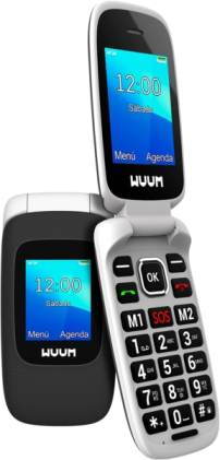 Telefono cellulare a conchiglia SPC Wuum - Doppio schermo 2,4" + 1,77" - Tasti e pulsanti grandi - Design leggero - Tasti di scelta rapida a due contatti - Torcia - Radio FM - Nero