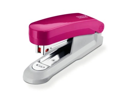 Cucitrice da tavolo Novus Evolution E15 Fresh - Fino a 15 fogli - Cucitura e aggraffatura precise - Include 200 punti metallici n. 10 - Rosa/Grigio