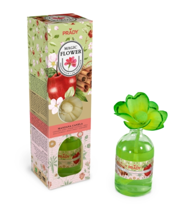 Deodorante per ambienti Prady Magic Flower Mela e Cannella - Flacone in vetro da 100 ml