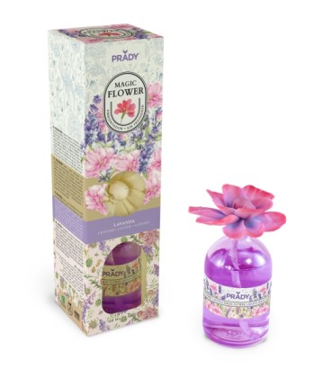 Deodorante per ambienti Prady Magic Flower alla lavanda - Flacone in vetro da 100 ml