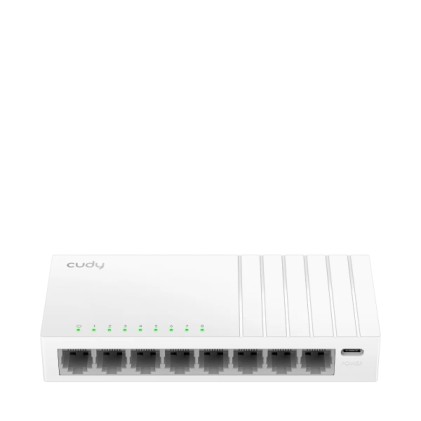 Switch RJ45 a 8 porte Cudy - Alimentazione tramite USB-C - Capacit&agrave; di switching 16 Gbps - Indicatori LED - 138x61,5x24 mm - Bianco