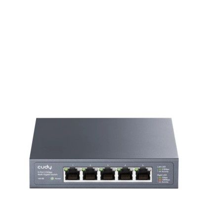 Switch RJ45 non gestito a 5 porte Cudy - Capacit&agrave; di switching 25 Gbps - Indicatori LED - Funzione di sorveglianza IGMP - Prevenzione loop - 119x85x28 mm - Nero