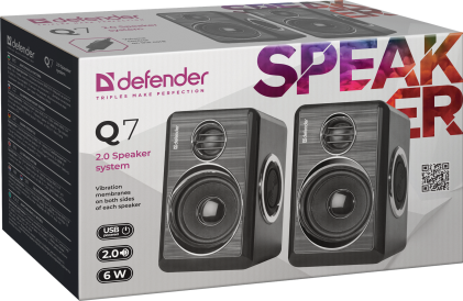 Sistema di altoparlanti Stereo 2.0 Defender Q7 nero, 6W, alimentazione USB