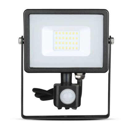 V-TAC PRO Faro LED Chip Samsung 20W con Sensore di Movimento e Crepuscolare e Interruttore Manuale di Bloccaggio Colore Nero 4000K IP65