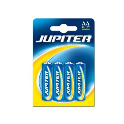 Confezione da 4 batterie saline Jupiter R06 AA - Batterie saline per dispositivi a basso consumo